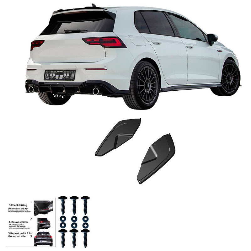 Oneway Heckschürzenansätze (Seitenteile) passend für Volkswagen Golf VIII HB GTI 2020- - Schwarz glänzend