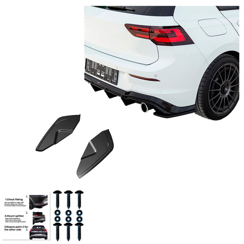Oneway Heckschürzenansätze (Seitenteile) passend für Volkswagen Golf VIII HB GTI 2020- - Schwarz glänzend