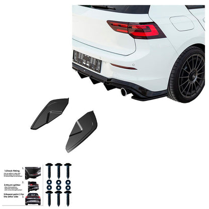 Oneway Heckschürzenansätze (Seitenteile) passend für Volkswagen Golf VIII HB GTI 2020- - Schwarz glänzend
