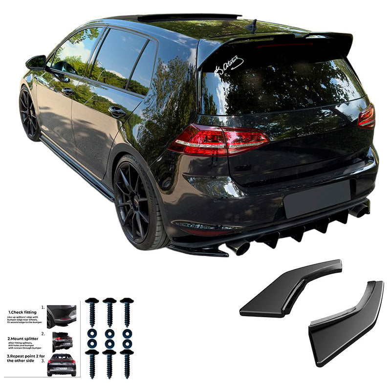 Oneway Heckschürzenansätze (Seitenteile) passend für Volkswagen Golf VII HB GTi/GTD 2013-2016 - Schwarz glänzend