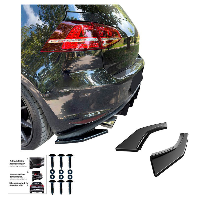 Oneway Heckschürzenansätze (Seitenteile) passend für Volkswagen Golf VII HB GTi/GTD 2013-2016 - Schwarz glänzend