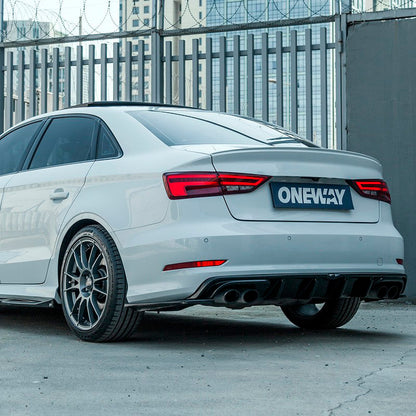 Oneway Heckschürzenansätze (Seitenteile) passend für Audi S3 8V Limousine 2013-2016 - Schwarz glänzend