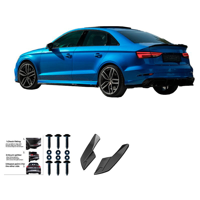 Oneway Heckschürzenansätze (Seitenteile) passend für Audi S3 8V Limousine 2013-2020 - Version 2 - Schwarz glänzend