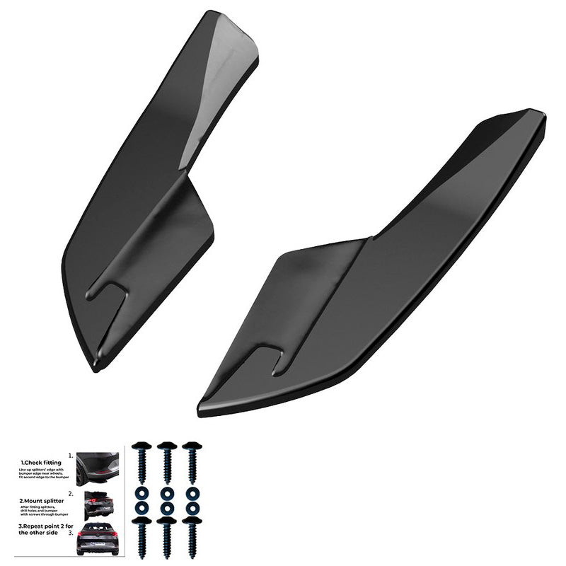 Oneway Heckschürzenansätze (Seitenteile) passend für Audi S3 8V Limousine 2013-2020 - Version 2 - Schwarz glänzend