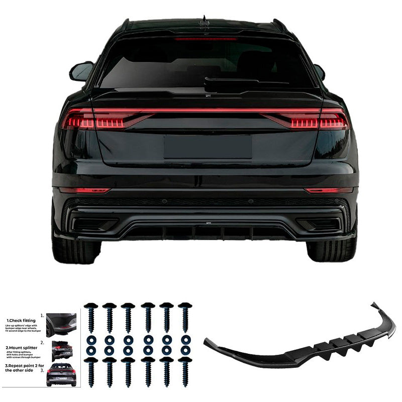 Oneway Heckschürzenansatz passend für Audi Q8 S-Line MK1 2018-2023 - Schwarz glänzend