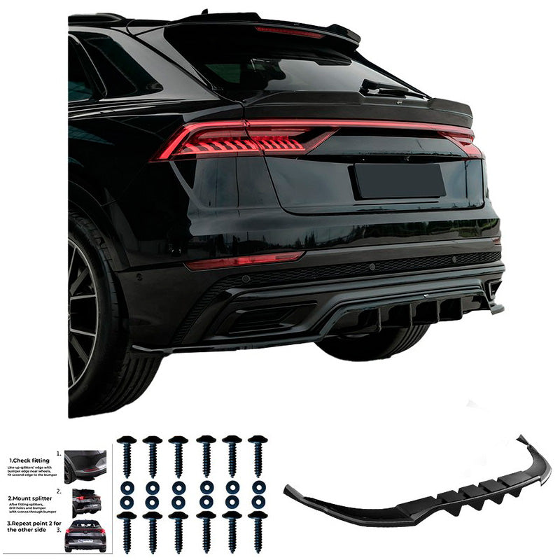 Oneway Heckschürzenansatz passend für Audi Q8 S-Line MK1 2018-2023 - Schwarz glänzend