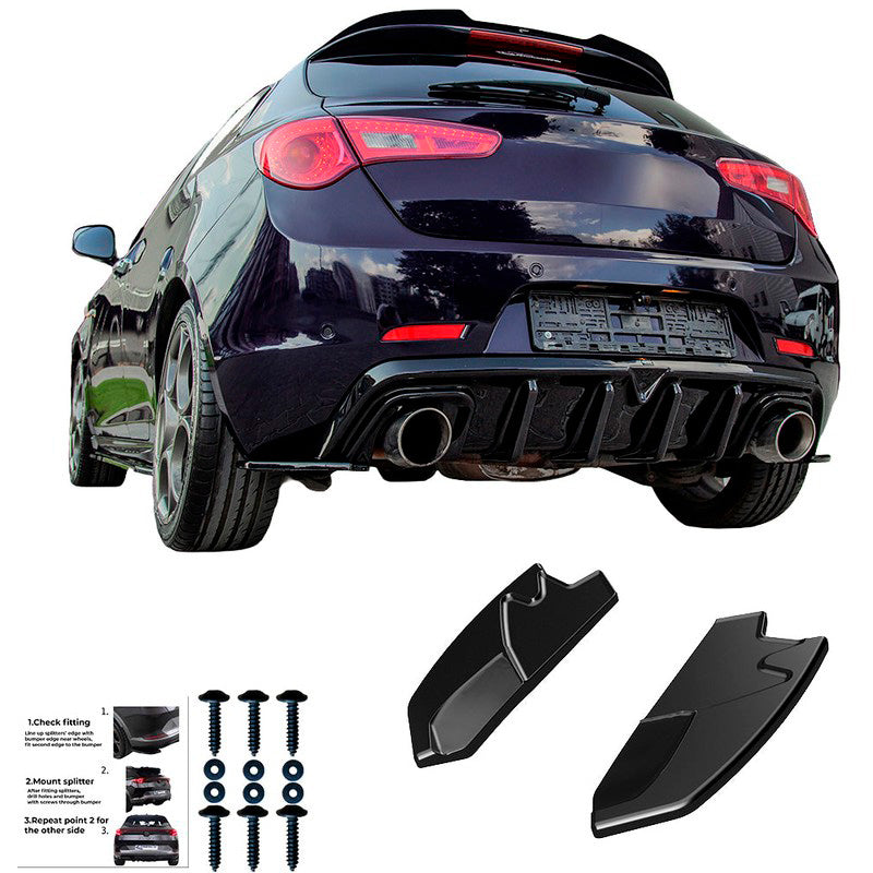 Oneway Heckschürzenansätze (Seitenteile) passend für Alfa Romeo Giulietta 2010-2020 - Schwarz glänzend