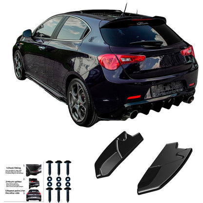 Oneway Heckschürzenansätze (Seitenteile) passend für Alfa Romeo Giulietta 2010-2020 - Schwarz glänzend