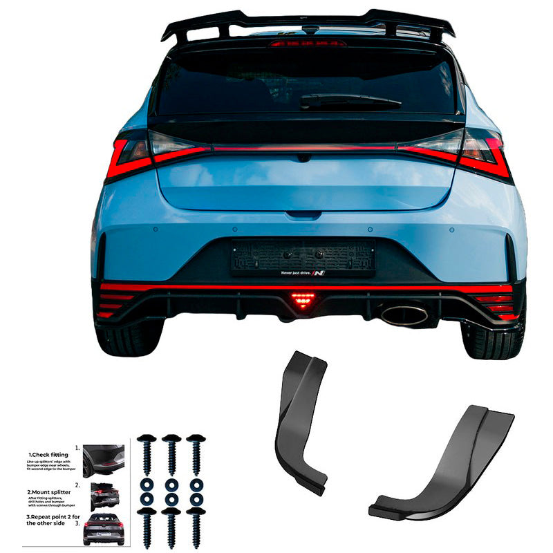 Oneway Heckschürzenansätze (Seitenteile) passend für Hyundai I20 N MK3 2020- - Schwarz glänzend