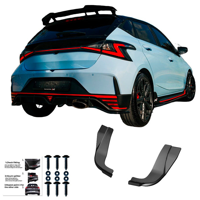 Oneway Heckschürzenansätze (Seitenteile) passend für Hyundai I20 N MK3 2020- - Schwarz glänzend