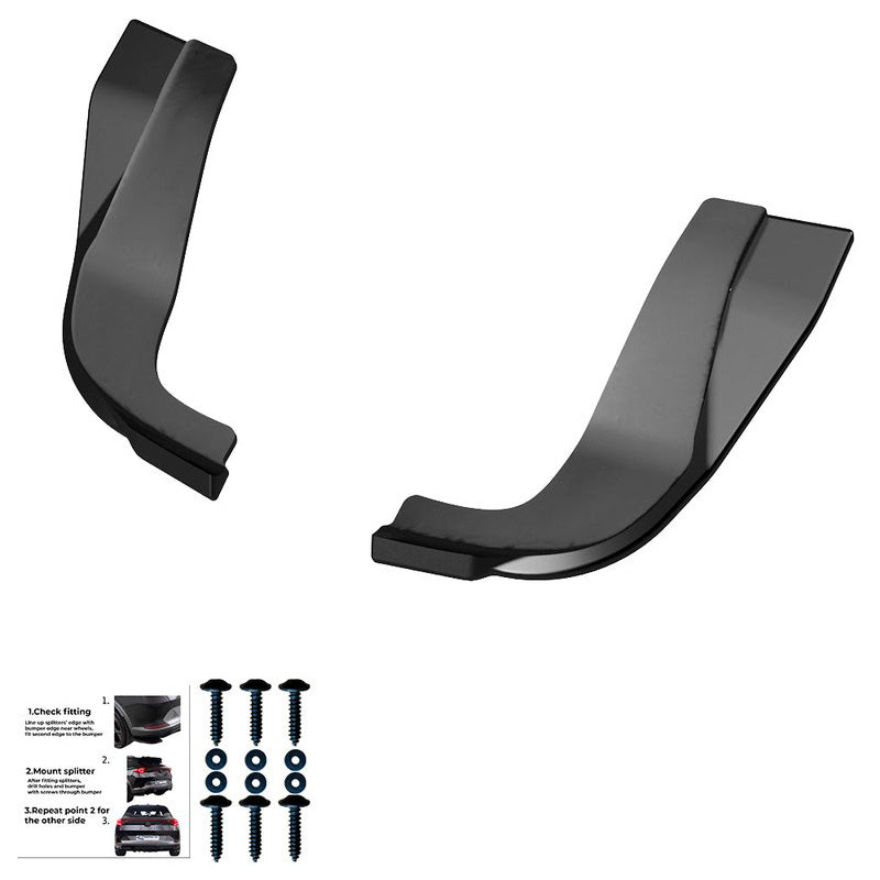 Oneway Heckschürzenansätze (Seitenteile) passend für Hyundai I20 N MK3 2020- - Schwarz glänzend