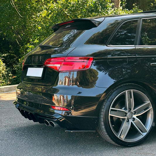 Oneway Heckschürzenansätze (Seitenteile) passend für Audi S3 Sportback 8V Facelift 2016-2020 - Schwarz glänzend (Nur passe...