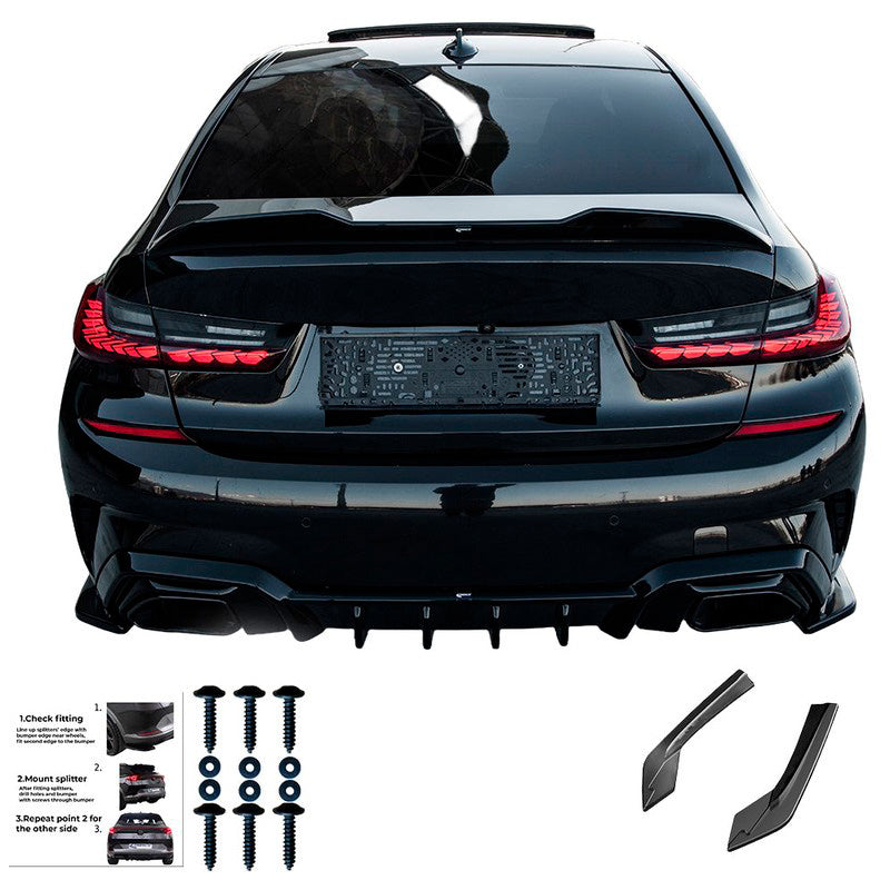 Oneway Heckschürzenansätze (Seitenteile) passend für BMW 3er G20/G21 M-Pack 2018-2022 - Schwarz glänzend