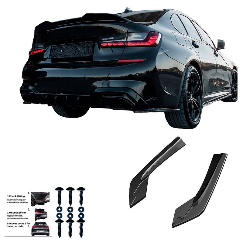 Oneway Heckschürzenansätze (Seitenteile) passend für BMW 3er G20/G21 M-Pack 2018-2022 - Schwarz glänzend