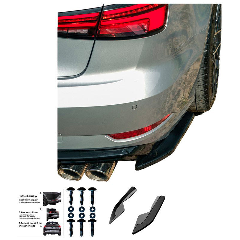 Oneway Heckschürzenansätze (Seitenteile) passend für Audi A3 (8V) Limousine Facelift 2016-2020 - Schwarz glänzend