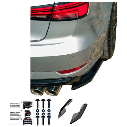 Oneway Heckschürzenansätze (Seitenteile) passend für Audi A3 (8V) Limousine Facelift 2016-2020 - Schwarz glänzend