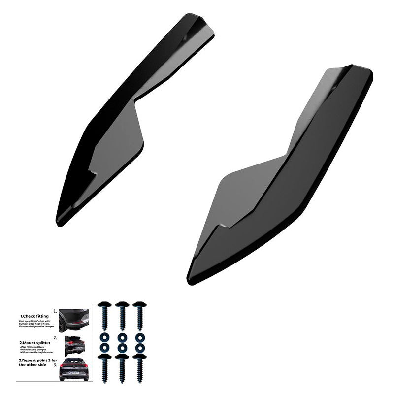 Oneway Heckschürzenansätze (Seitenteile) passend für Audi A3 (8V) Limousine Facelift 2016-2020 - Schwarz glänzend