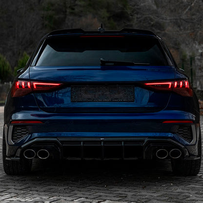 Oneway Heckschürzenansätze (Seitenteile) passend für Audi A3 8Y Sportback S3/S-Line 2020-2024 - Schwarz glänzend