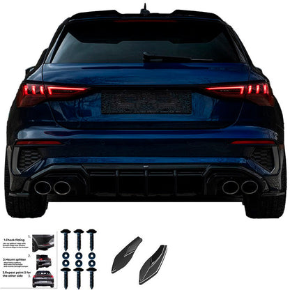 Oneway Heckschürzenansätze (Seitenteile) passend für Audi A3 8Y Sportback S3/S-Line 2020-2024 - Schwarz glänzend