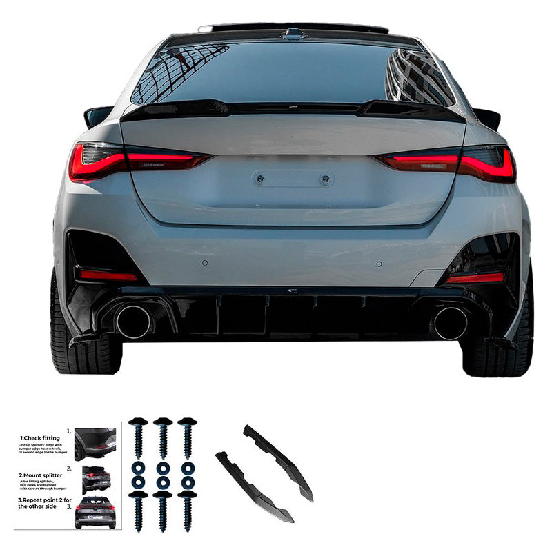 Oneway Heckschürzenansätze (Seitenteile) passend für BMW 4er G26 M-Pack/M440i 2021- - Schwarz glänzend