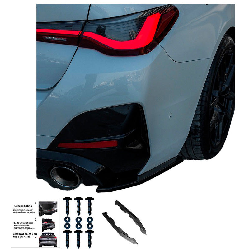 Oneway Heckschürzenansätze (Seitenteile) passend für BMW 4er G26 M-Pack/M440i 2021- - Schwarz glänzend