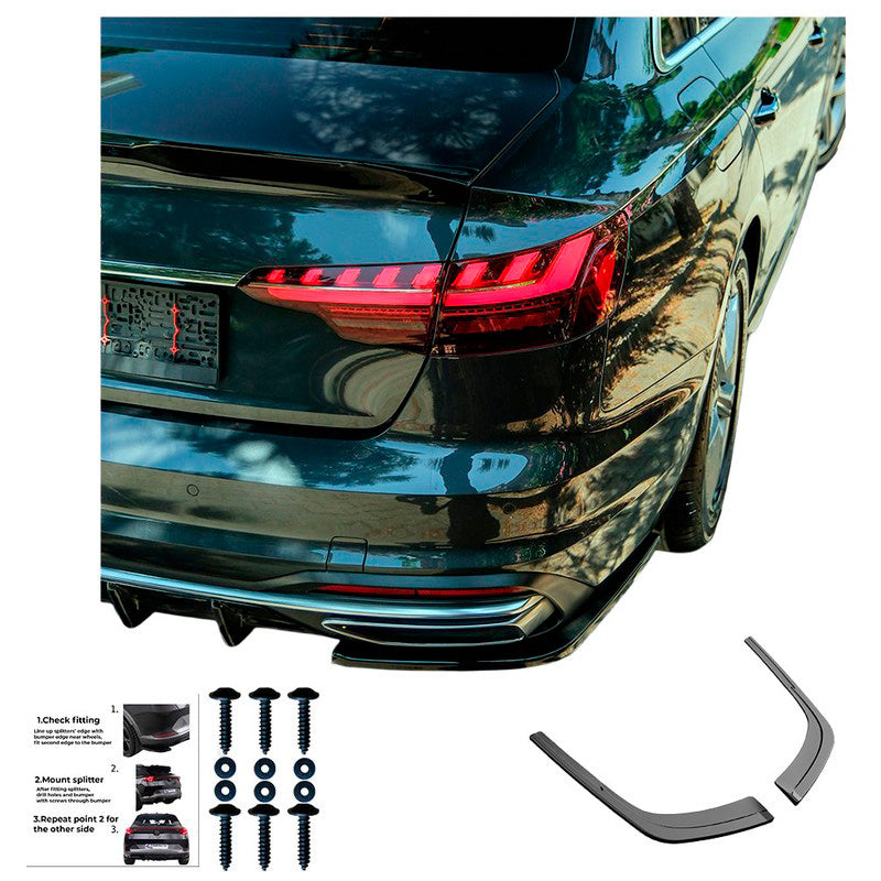 Oneway Heckschürzenansätze (Seitenteile) passend für Audi A4 (B9) Limousine/Avant Facelift 2019-2024 - Schwarz glänzend
