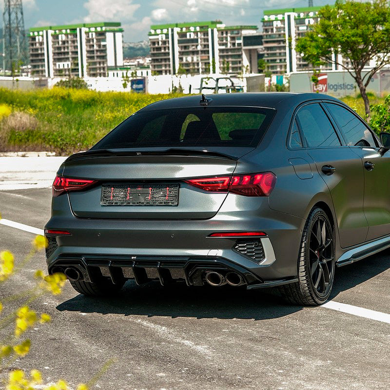 Oneway Heckschürzenansätze (Seitenteile) passend für Audi A3 8Y Limousine S3/S-Line 2020-2024 - Schwarz glänzend
