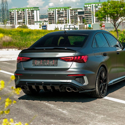 Oneway Heckschürzenansätze (Seitenteile) passend für Audi A3 8Y Limousine S3/S-Line 2020-2024 - Schwarz glänzend