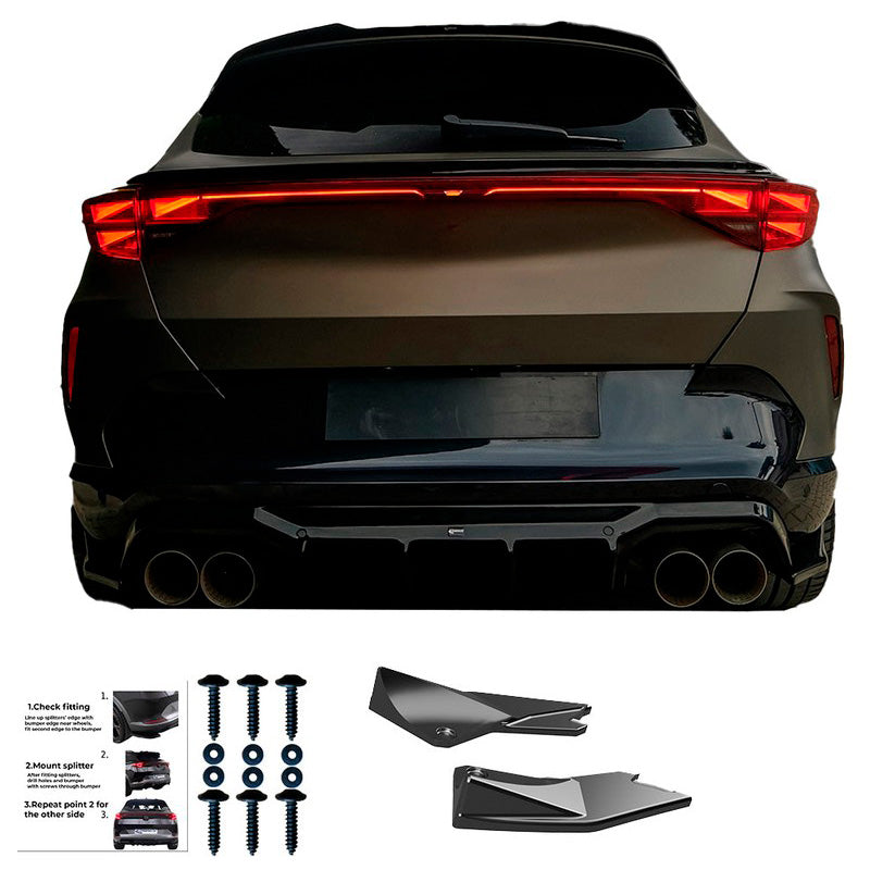 Oneway Heckschürzenansätze (Seitenteile) passend für Cupra Formentor 2020-2024 & Facelift 2024- - Version 3 - Schwarz glän...