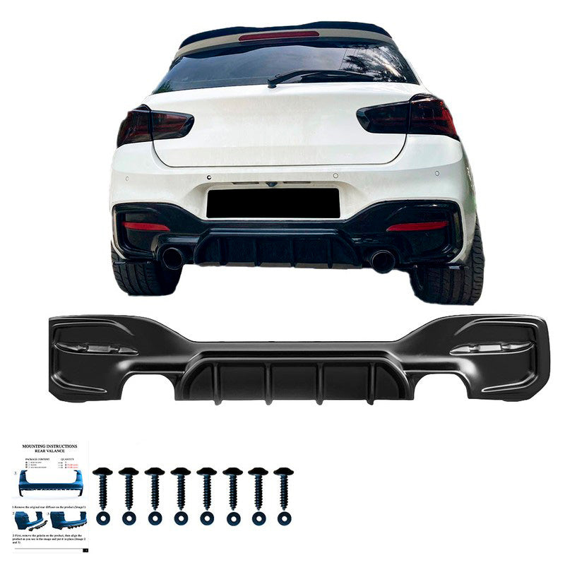 Oneway Heckdiffusor passend für BMW 1er F20/F21 Facelift M-Power 2015-2019 - Schwarz glänzend