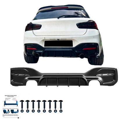 Oneway Heckdiffusor passend für BMW 1er F20/F21 Facelift M-Power 2015-2019 - Schwarz glänzend