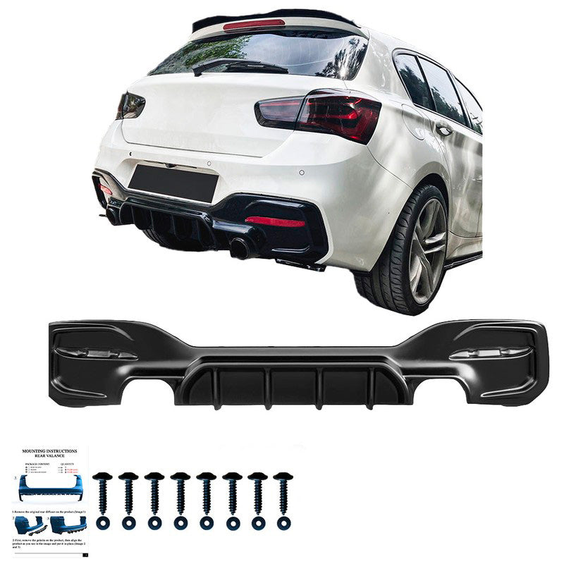 Oneway Heckdiffusor passend für BMW 1er F20/F21 Facelift M-Power 2015-2019 - Schwarz glänzend