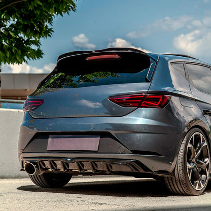 Oneway Heckdiffusor passend für Seat Leon (5F) HB FR Facelift 2017-2020 - Schwarz glänzend