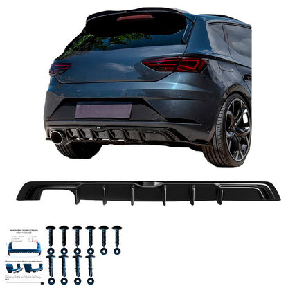 Oneway Heckdiffusor passend für Seat Leon (5F) HB FR Facelift 2017-2020 - Schwarz glänzend