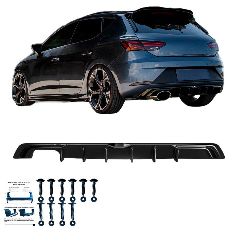 Oneway Heckdiffusor passend für Seat Leon (5F) HB FR Facelift 2017-2020 - Schwarz glänzend