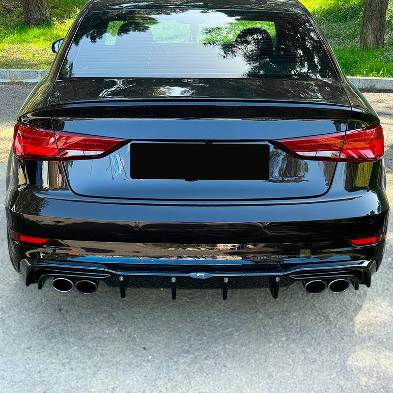 Oneway Heckdiffusor passend für Audi S3 Limousine 8V Facelift 2016-2020 - Schwarz glänzend