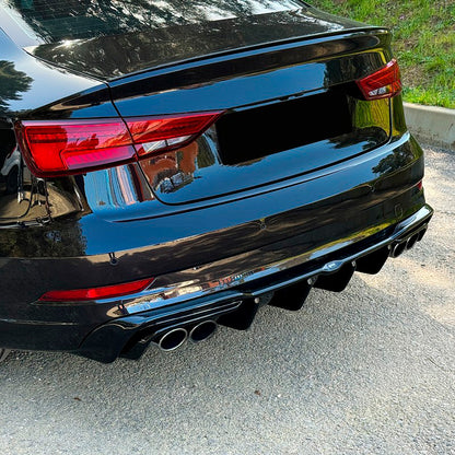 Oneway Heckdiffusor passend für Audi S3 Limousine 8V Facelift 2016-2020 - Schwarz glänzend