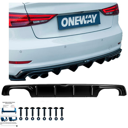 Oneway Heckdiffusor passend für Audi S3 Limousine 8V 2013-2016 - Schwarz glänzend