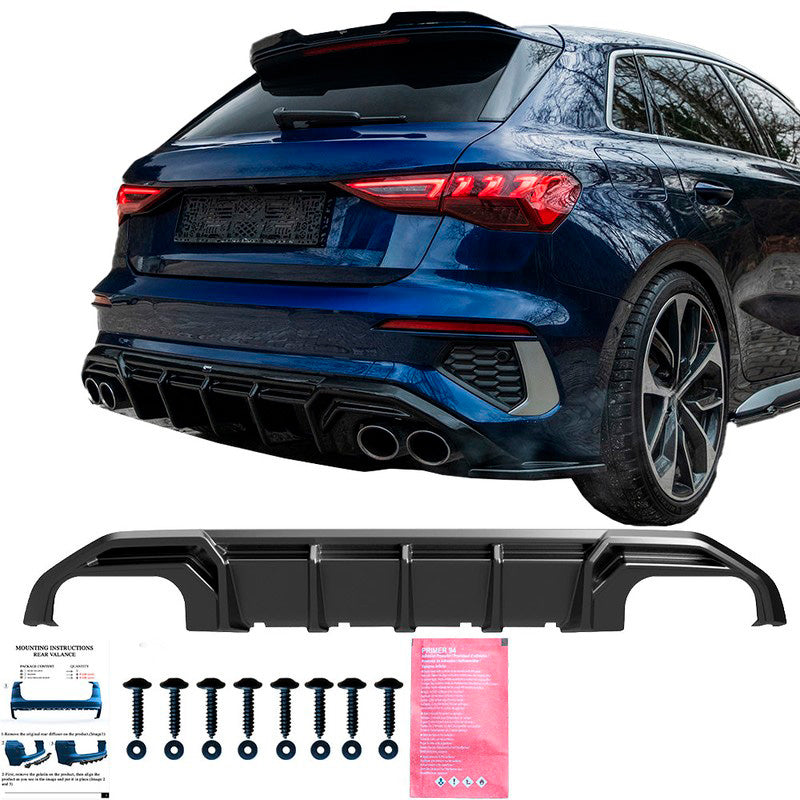 Oneway Heckdiffusor passend für Audi A3 8Y S-Line/S3 Limousine/Sportback 2020-2024 - Schwarz glänzend