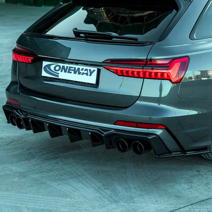 Oneway Heckdiffusor passend für Audi A6 S-Line/S6 C8 (Limousine/Avant) 2018- - Schwarz glänzend