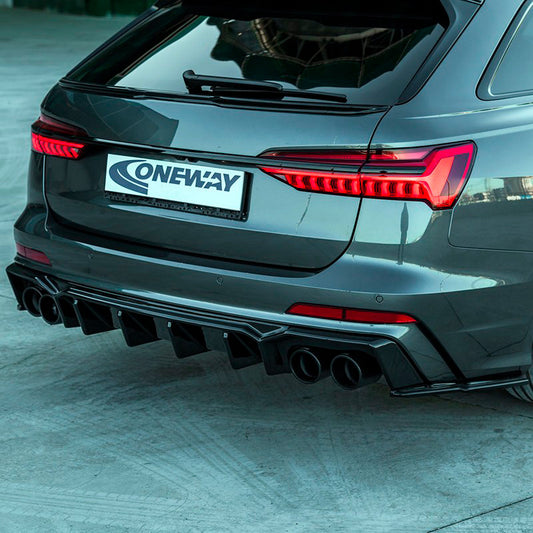 Oneway Heckdiffusor passend für Audi A6 S-Line/S6 C8 (Limousine/Avant) 2018- - Schwarz glänzend