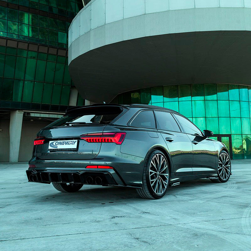 Oneway Heckdiffusor passend für Audi A6 S-Line/S6 C8 (Limousine/Avant) 2018- - Schwarz glänzend