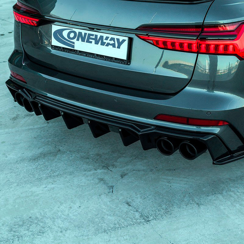 Oneway Heckdiffusor passend für Audi A6 S-Line/S6 C8 (Limousine/Avant) 2018- - Schwarz glänzend