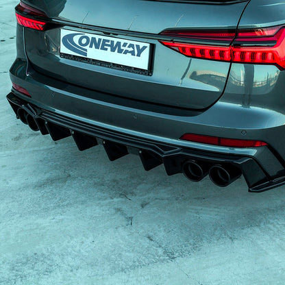 Oneway Heckdiffusor passend für Audi A6 S-Line/S6 C8 (Limousine/Avant) 2018- - Schwarz glänzend
