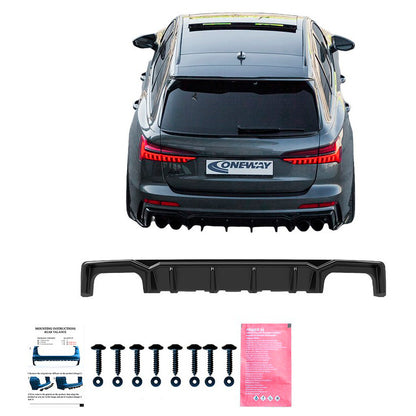 Oneway Heckdiffusor passend für Audi A6 S-Line/S6 C8 (Limousine/Avant) 2018- - Schwarz glänzend