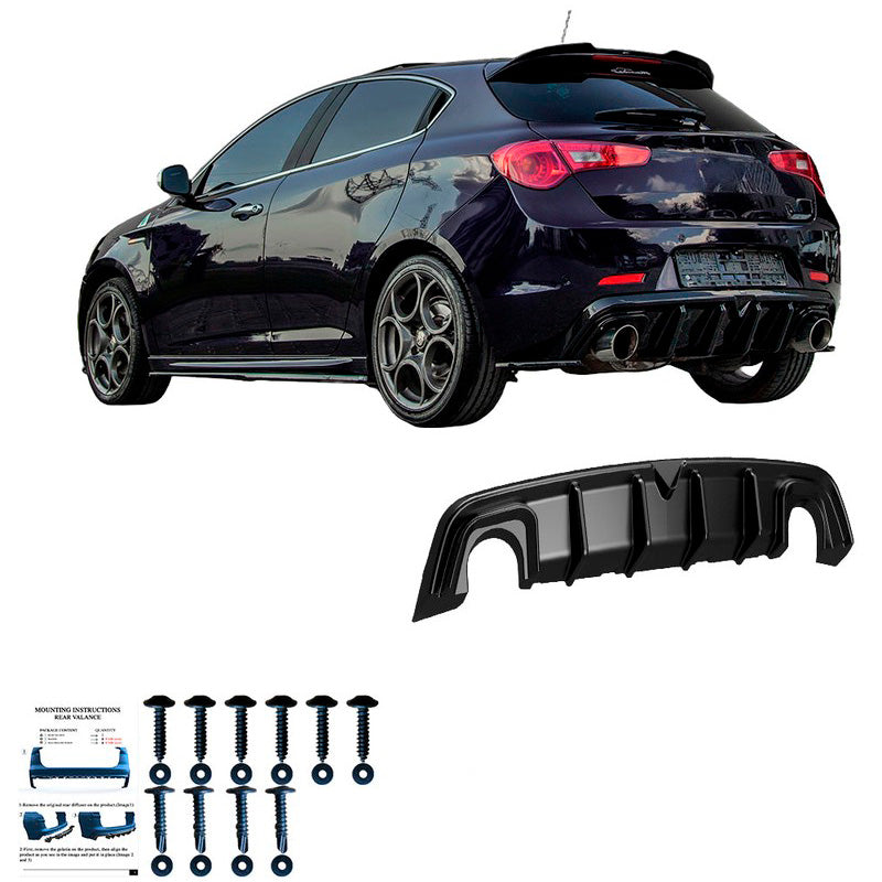 Oneway Heckdiffusor passend für Alfa Romeo Giulietta 2010-2020 - Version 2 - Schwarz glänzend