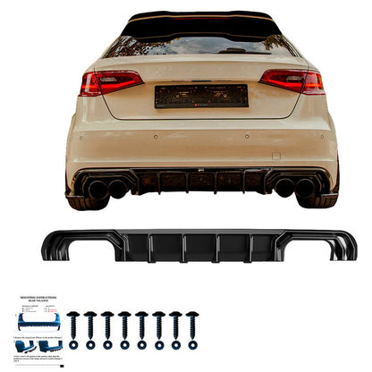 Oneway Heckdiffusor passend für Audi S3 Sportback 8V 2013-2016 - Schwarz glänzend
