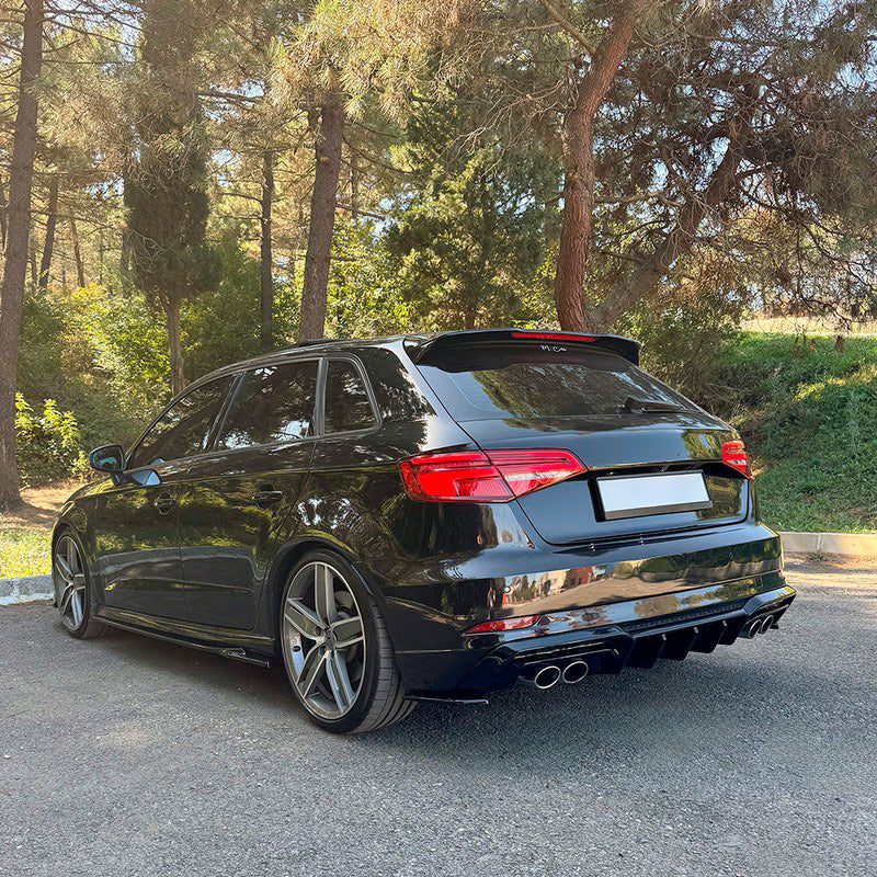 Oneway Heckdiffusor passend für Audi S3 Sportback 8V Facelift 2016-2020 - Schwarz glänzend