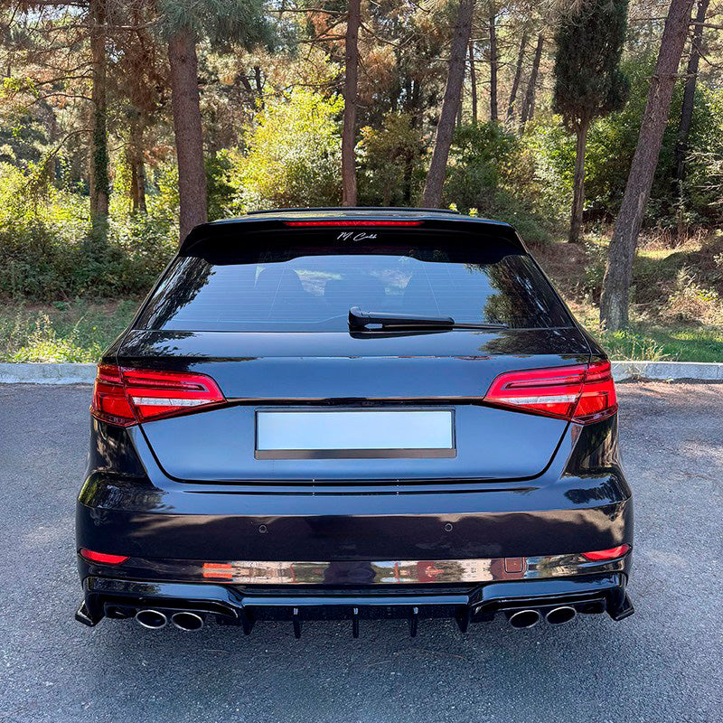 Oneway Heckdiffusor passend für Audi S3 Sportback 8V Facelift 2016-2020 - Schwarz glänzend