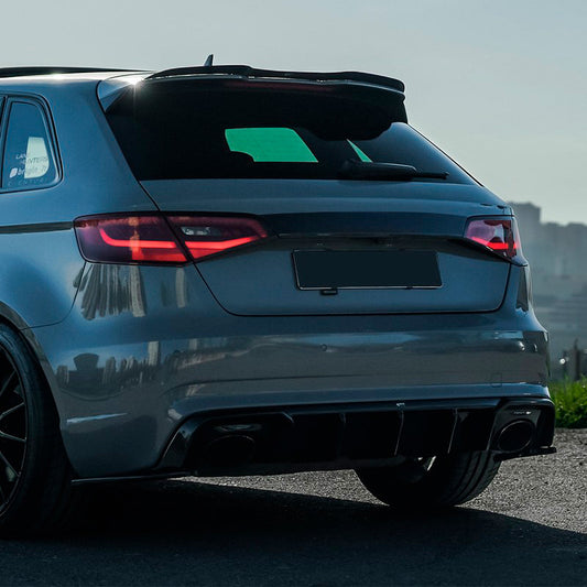 Oneway Heckdiffusor passend für Audi RS3 8V Sportback 2015-2016 - Schwarz glänzend